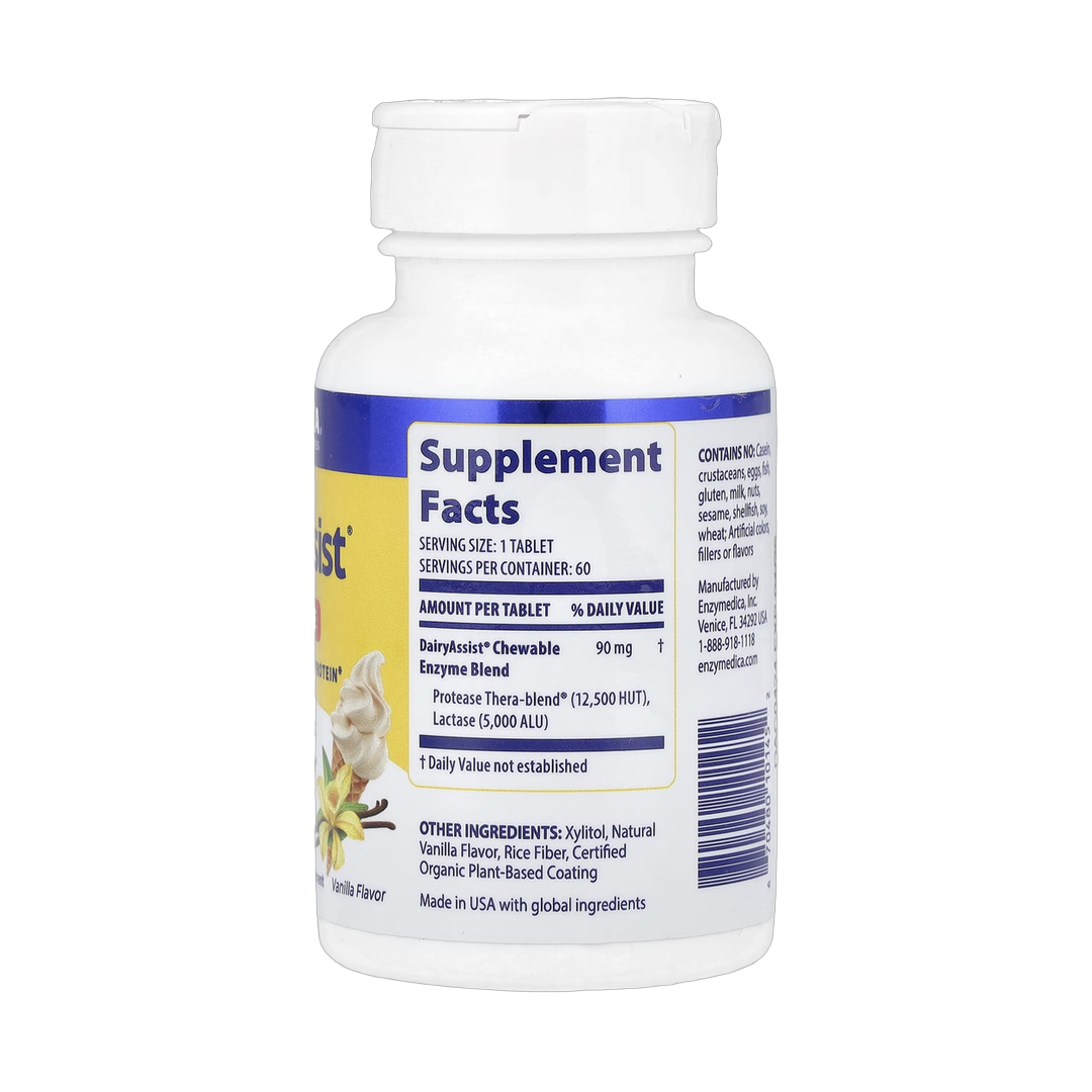 Enzymedica, DairyAssist® Chewable, Vanilla, 60 Chewable Tablets