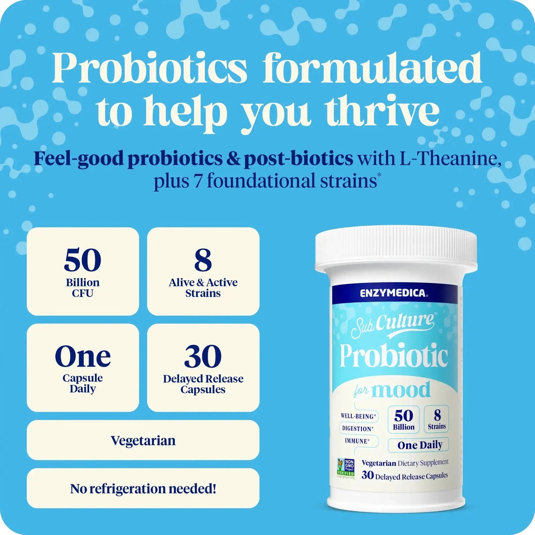 Enzymedica, SubCulture™ Probiotic For Mood, 30 Delayed Release Capsules