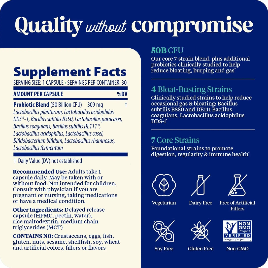 Enzymedica, SubCulture™ Probiotic For Bloat, 50 Billion, 30 Delayed Release Capsules