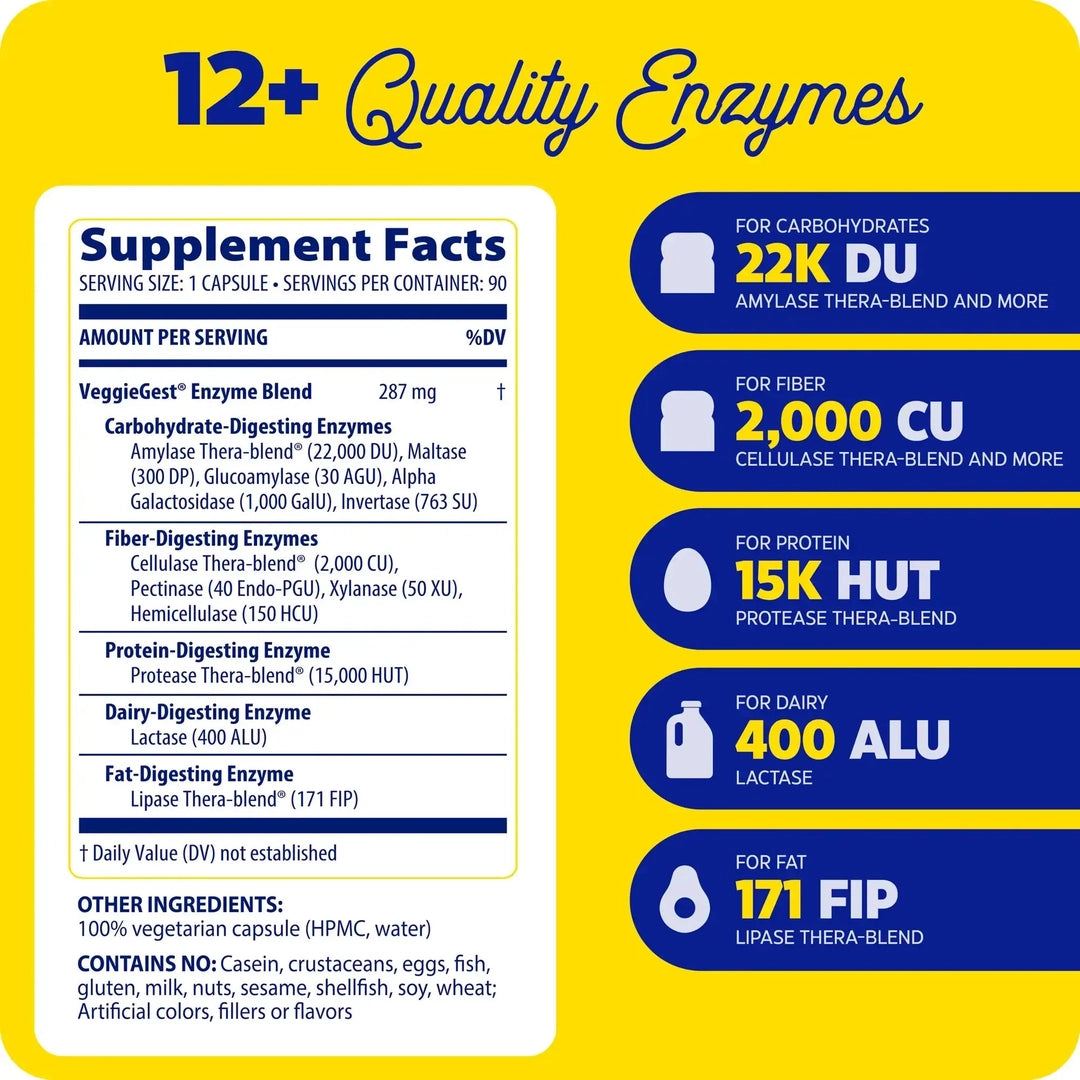 Enzymedica, VeggieGest®, 90 Capsules