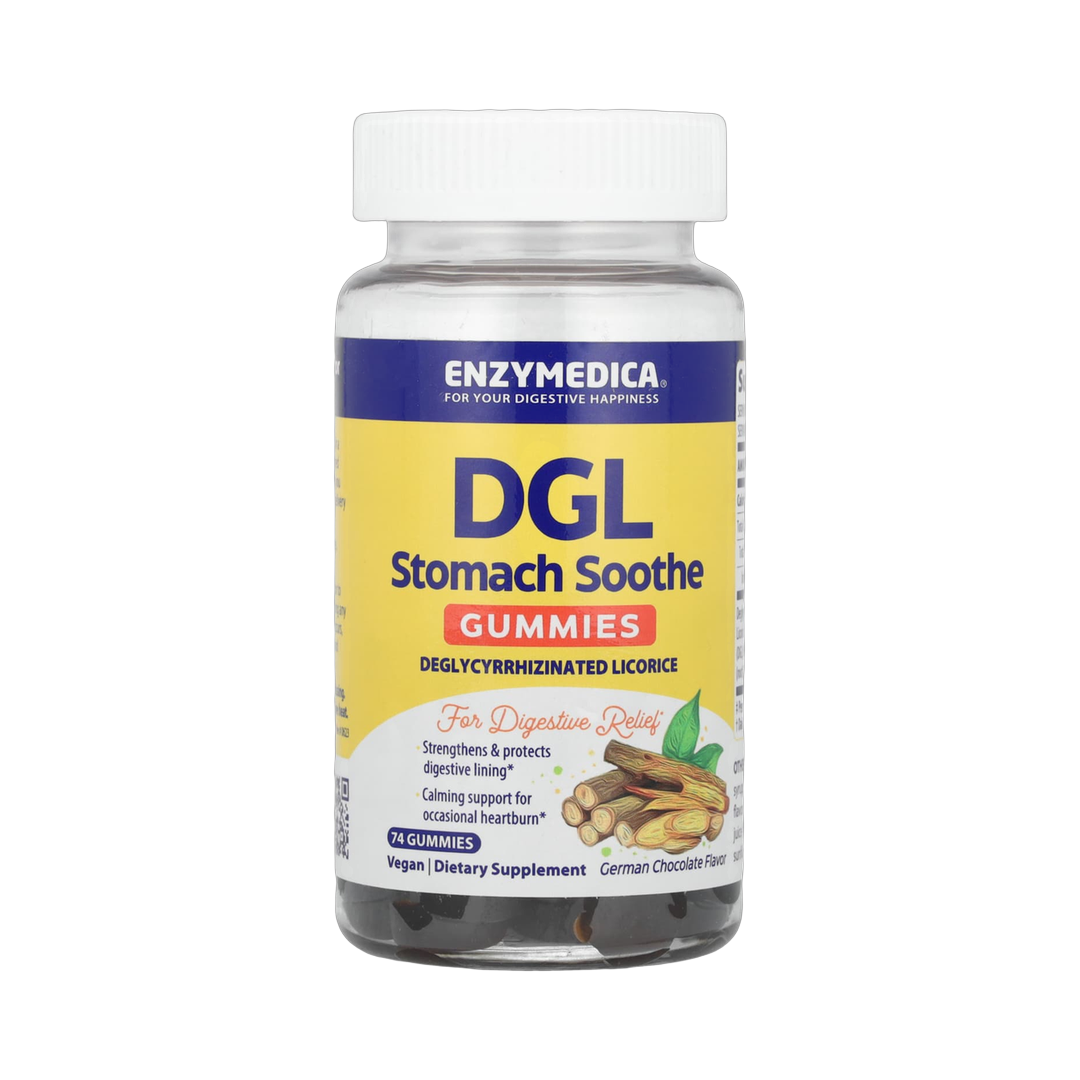 Enzymedica, DGL Stomach Soothe Gummies, German Chocolate, 74 Gummies