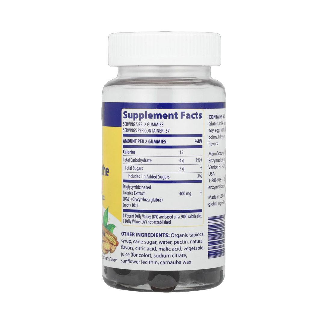 Enzymedica, DGL Stomach Soothe Gummies, German Chocolate, 74 Gummies