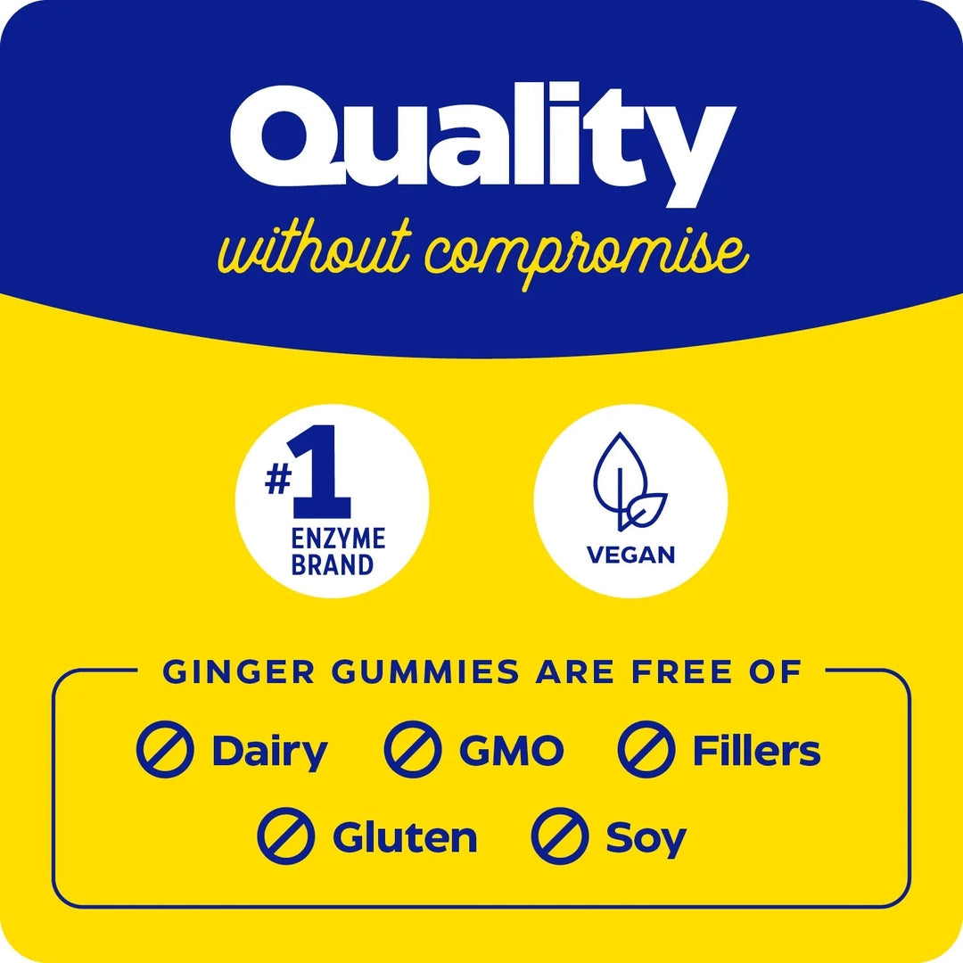 Enzymedica, Ginger & Vitamin B6 Gummies, Lemon Ginger, 60 Gummies