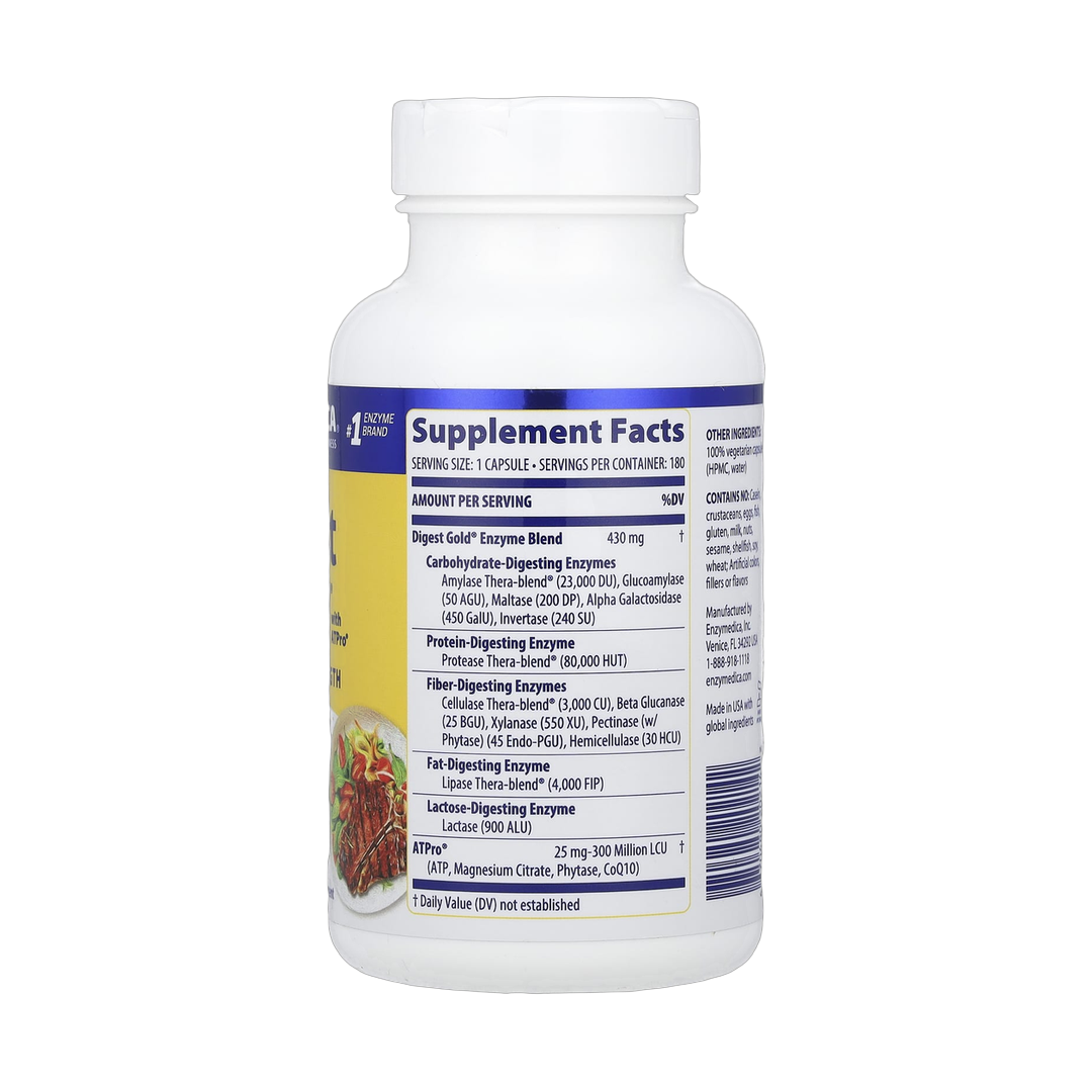 Enzymedica, Digest Gold® with ATPro®, Maximum Strength, 180 Capsules