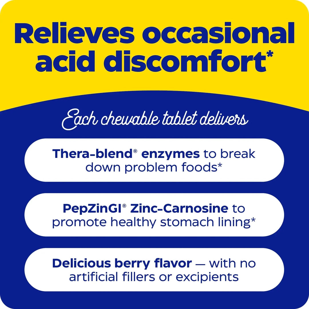 Enzymedica, Chewable Acid Soothe, Berry, 60 Tablets