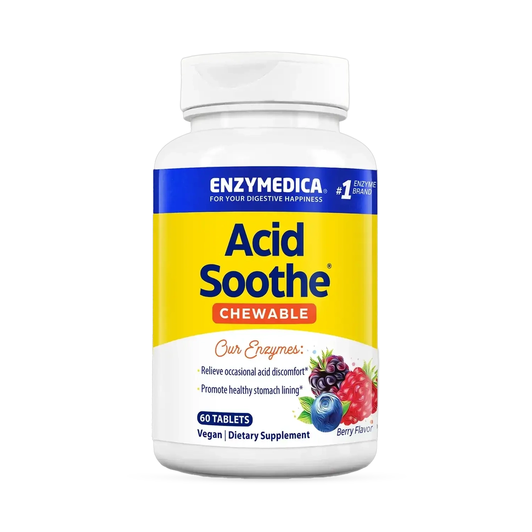 Enzymedica, Chewable Acid Soothe, Berry, 60 Tablets