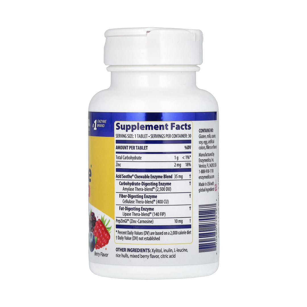 Enzymedica, Chewable Acid Soothe, Berry, 30 Tablets