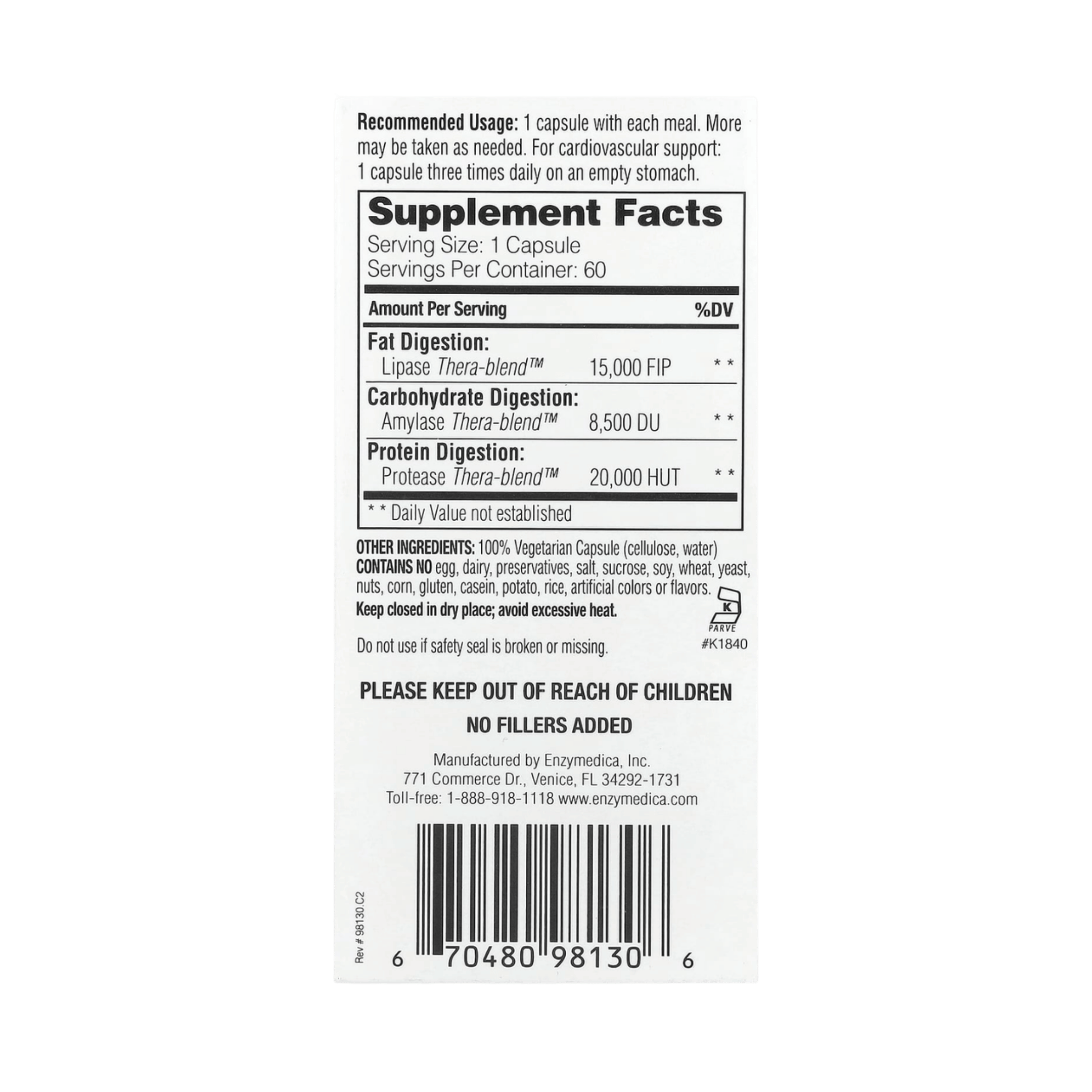 Enzymedica, Lypo Gold™, For Fat Digestion, 60 Capsules