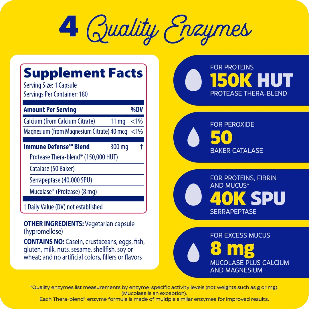 Enzymedica, Immune Defense®, Regular Strength, 180 Capsules