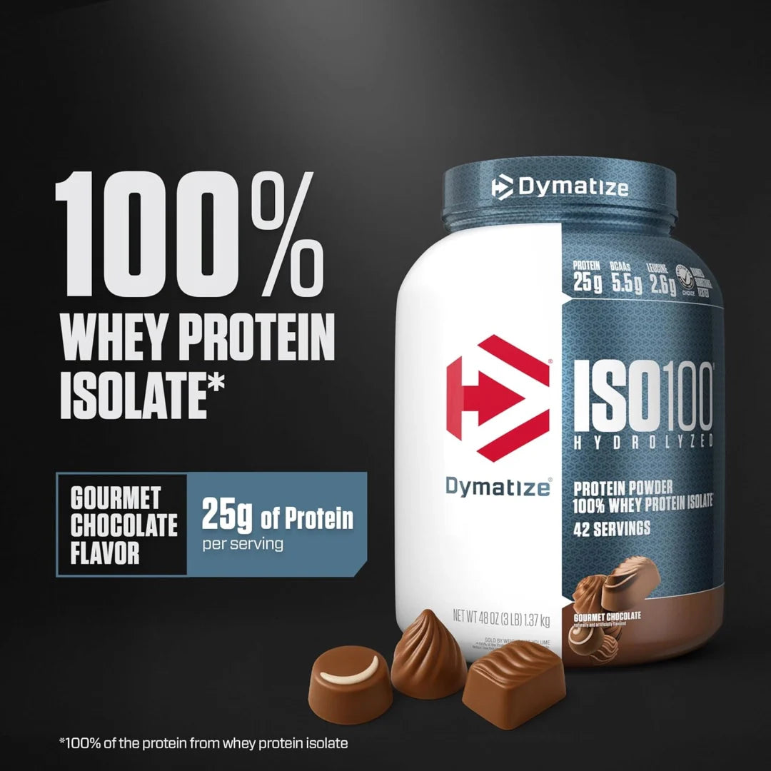 Dymatize, ISO100® Hydrolyzed, 100% Whey Protein Isolate, Gourmet Chocolate, 3 lb (1.37 kg)