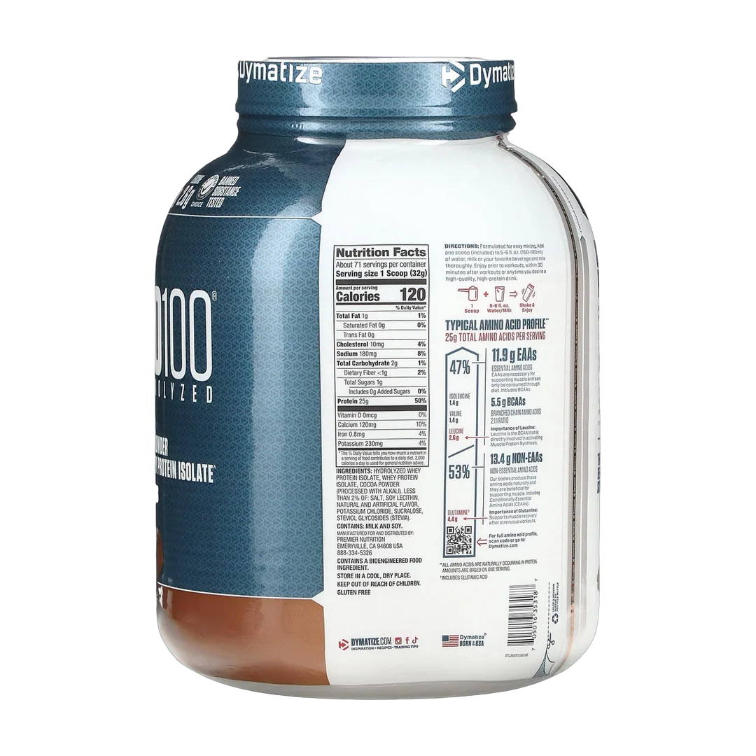 Dymatize, ISO100® Hydrolyzed, 100% Whey Protein Isolate, Gourmet Chocolate, 5 lbs (2.3 kg)