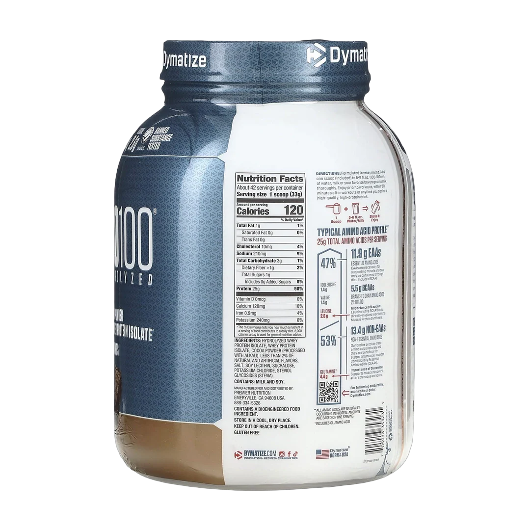 Dymatize, ISO100® Hydrolyzed, 100% Whey Protein Isolate, Fudge Brownie, 3 lb (1.37 kg)
