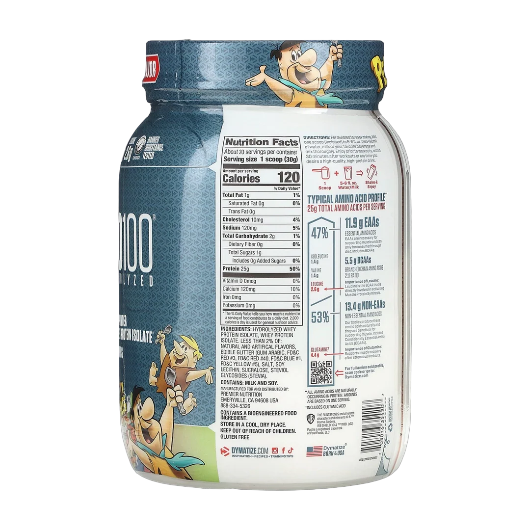 Dymatize, ISO100® Hydrolyzed, 100% Whey Protein Isolate, Fruity Pebbles, 1.34 lbs (610 g)