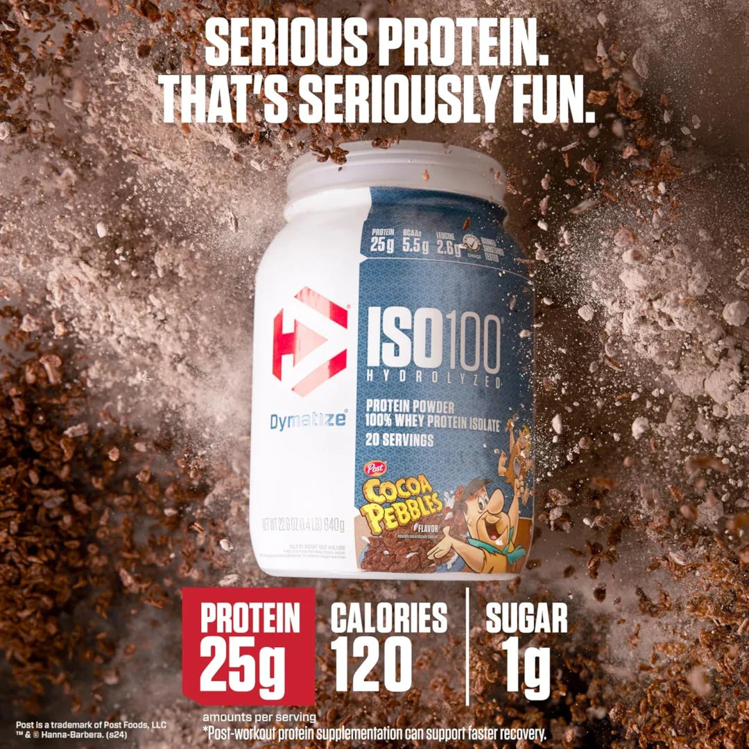 Dymatize, ISO100® Hydrolyzed, 100% Whey Protein Isolate, Cocoa Pebbles, 1.43 lb (650 g)