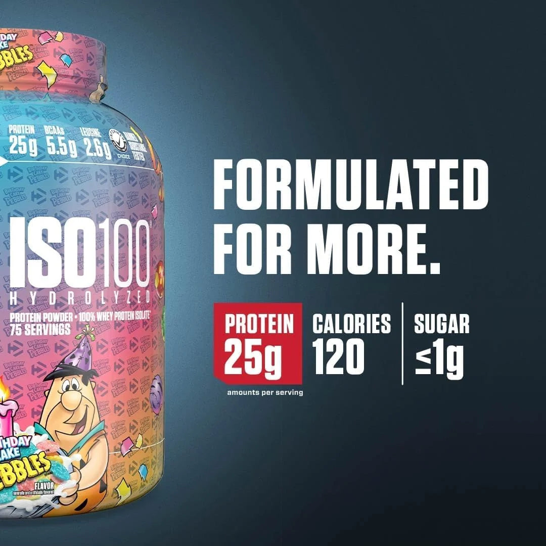 Dymatize, ISO100® Hydrolyzed, 100% Whey Protein Isolate, Birthday Cake Pebbles, 5 lb (2.3 kg)