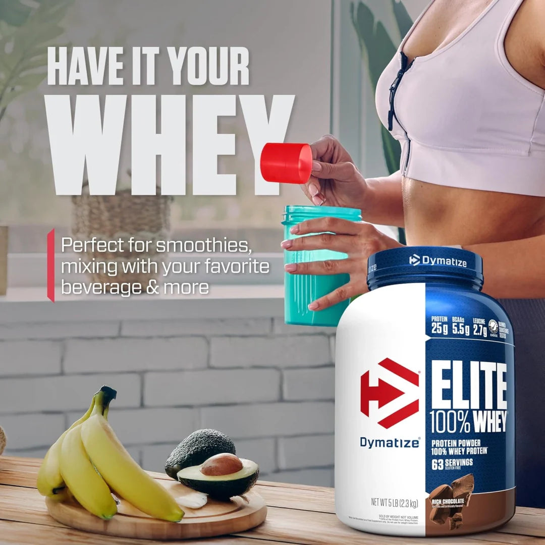 Dymatize, Elite 100% Whey Protein Powder, Rich Chocolate, 5 lbs (2.3 kg)