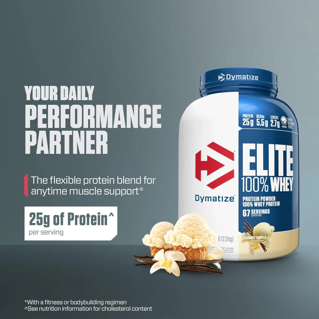 Dymatize, Elite 100% Whey Protein Powder, Gourmet Vanilla, 5 lbs (2.3 kg)