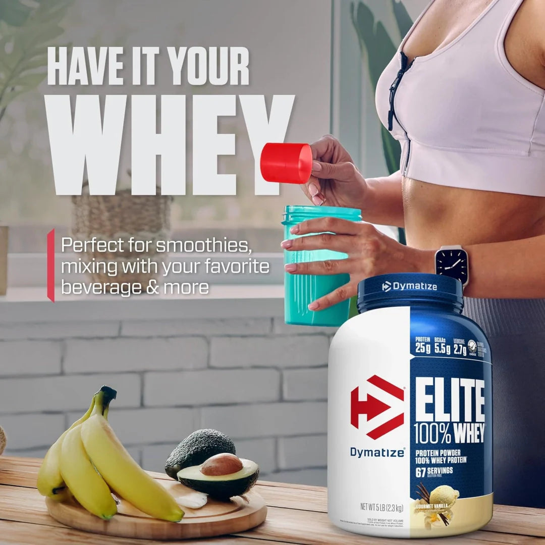 Dymatize, Elite 100% Whey Protein Powder, Gourmet Vanilla, 5 lbs (2.3 kg)