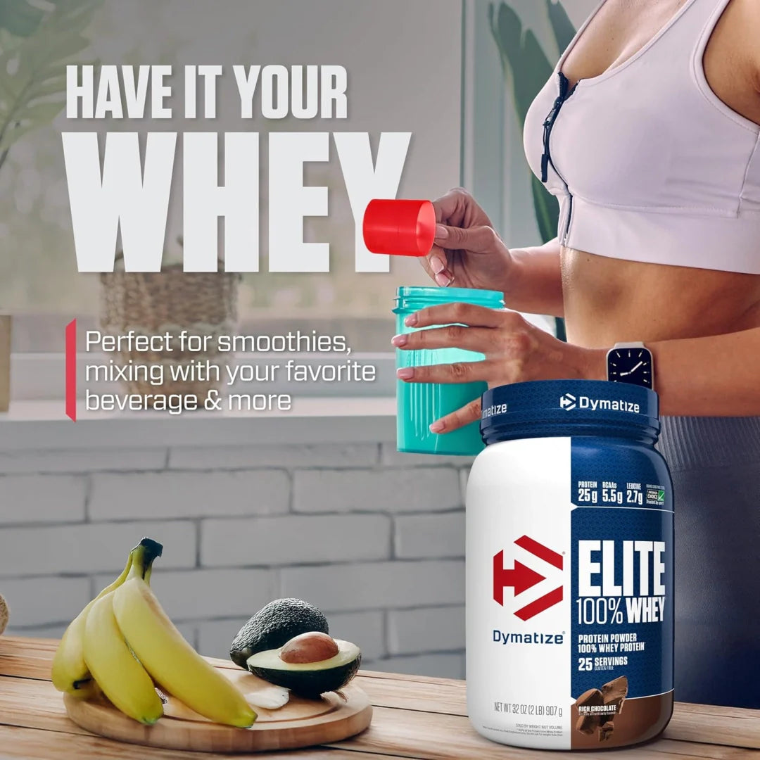 Dymatize, Elite 100% Whey Protein Powder, Rich Chocolate, 2 lbs (907 g)
