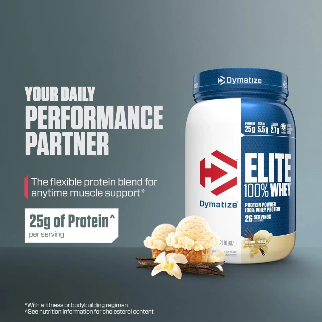 Dymatize, Elite 100% Whey Protein Powder, Gourmet Vanilla, 2 lbs (907 g)