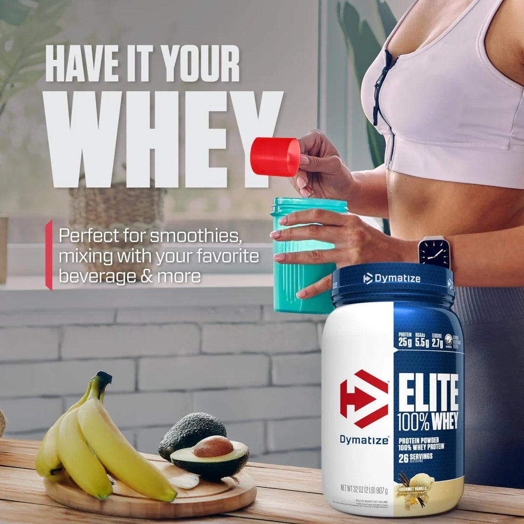 Dymatize, Elite 100% Whey Protein Powder, Gourmet Vanilla, 2 lbs (907 g)