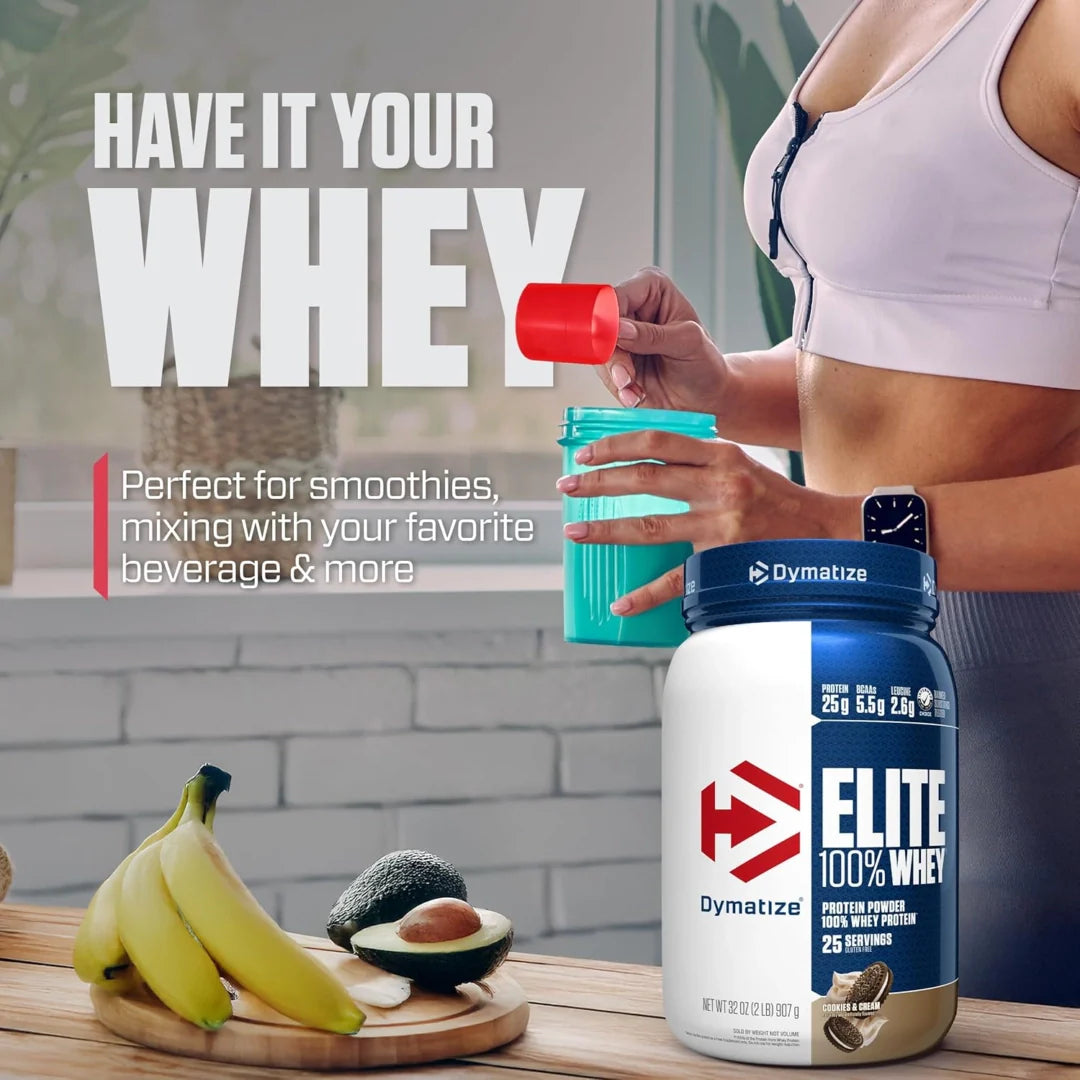 Dymatize, Elite 100% Whey Protein Powder, Cookies & Cream, 2 lbs (907 g)