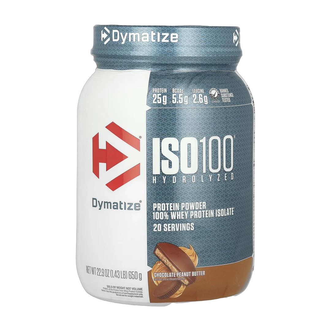 Dymatize, ISO100® Hydrolyzed, 100% Whey Protein Isolate, Chocolate Peanut Butter, 1.43 lb (650 g)