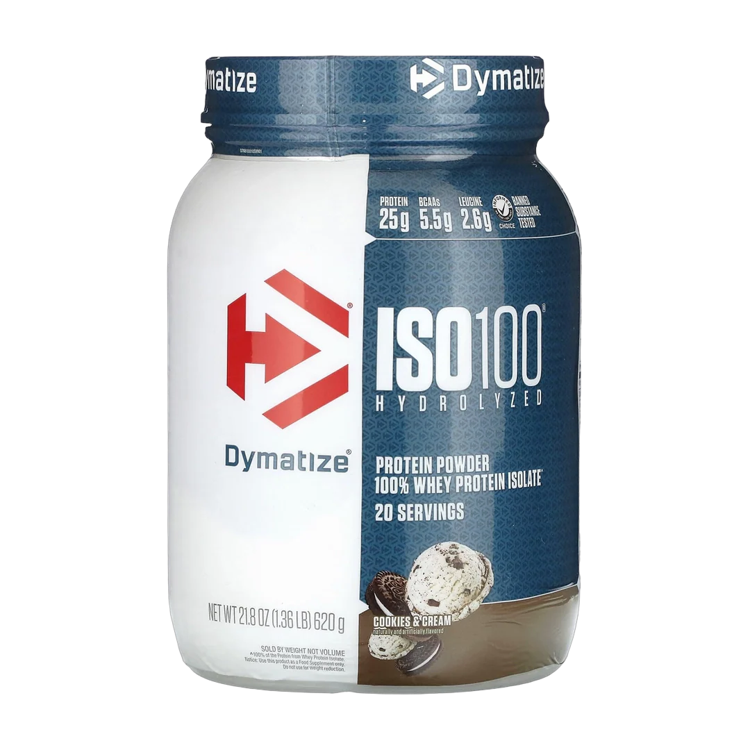 Dymatize, ISO100® Hydrolyzed, 100% Whey Protein Isolate, Cookies & Cream, 1.36 lb (620 g)