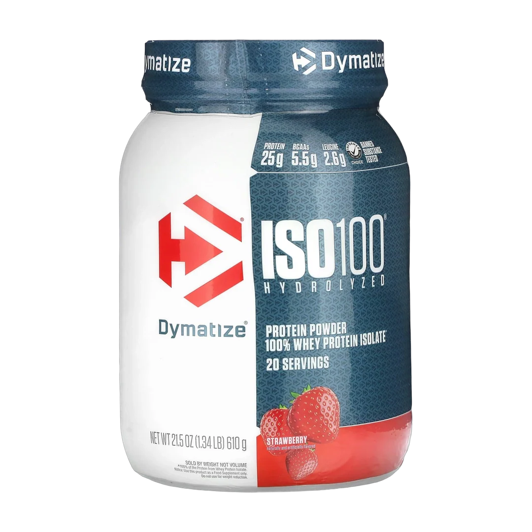 Dymatize, ISO100® Hydrolyzed, 100% Whey Protein Isolate, Strawberry, 1.34 lb (610 g)