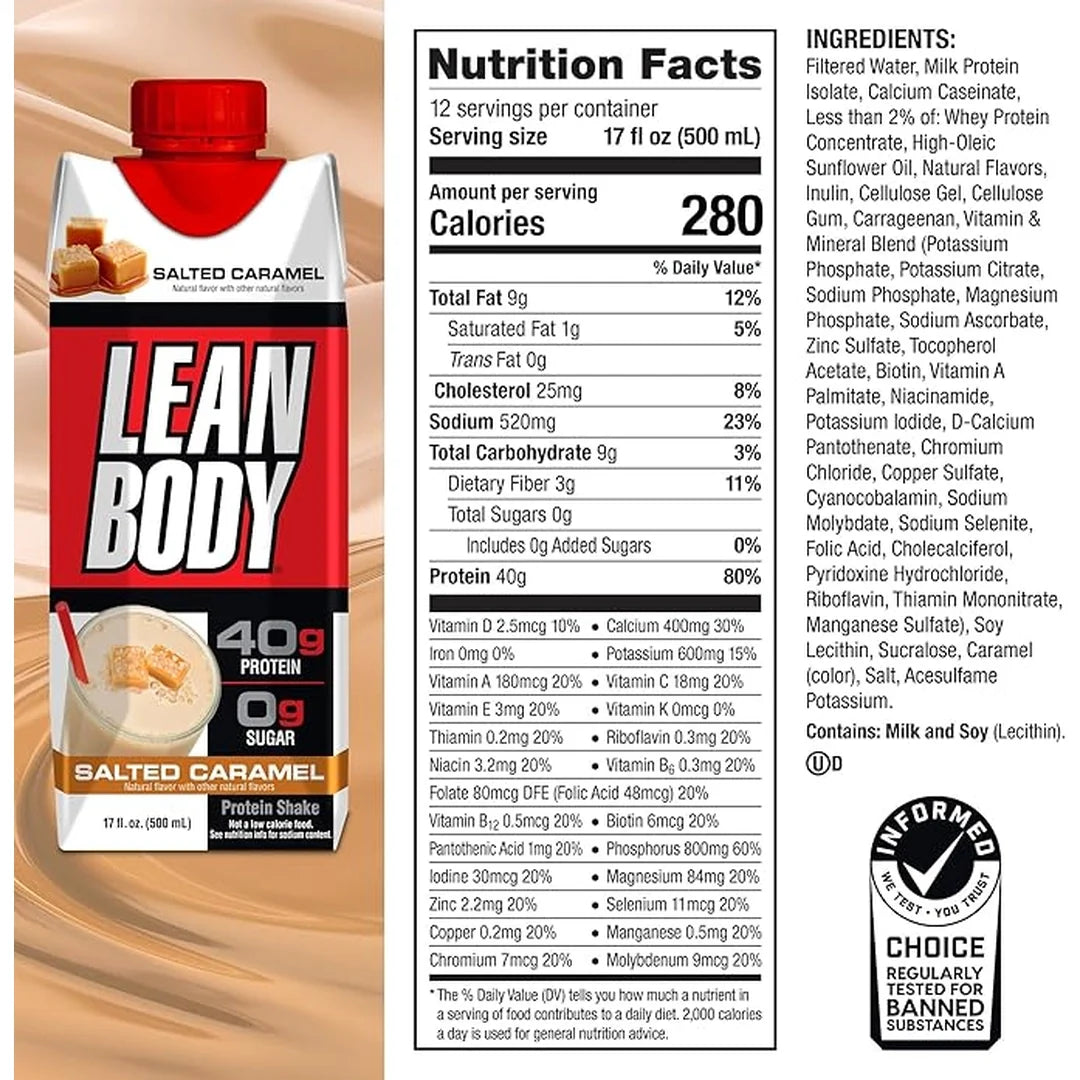 Labrada Nutrition, Lean Body Ready-to-Drink, Salted Caramel Protein Shake, 17 fl oz