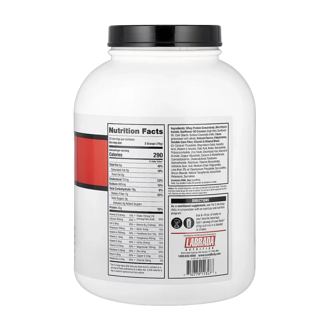 Labrada Nutrition, Lean Body®, Protein Shake Drink Mix, Chocolate, 4.63 lb (2,100 g)