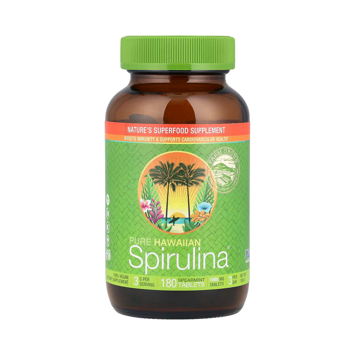 Nutrex Hawaii, Pure Hawaiian Spirulina, Spearmint, 1,000 Mg, 180 Tablets