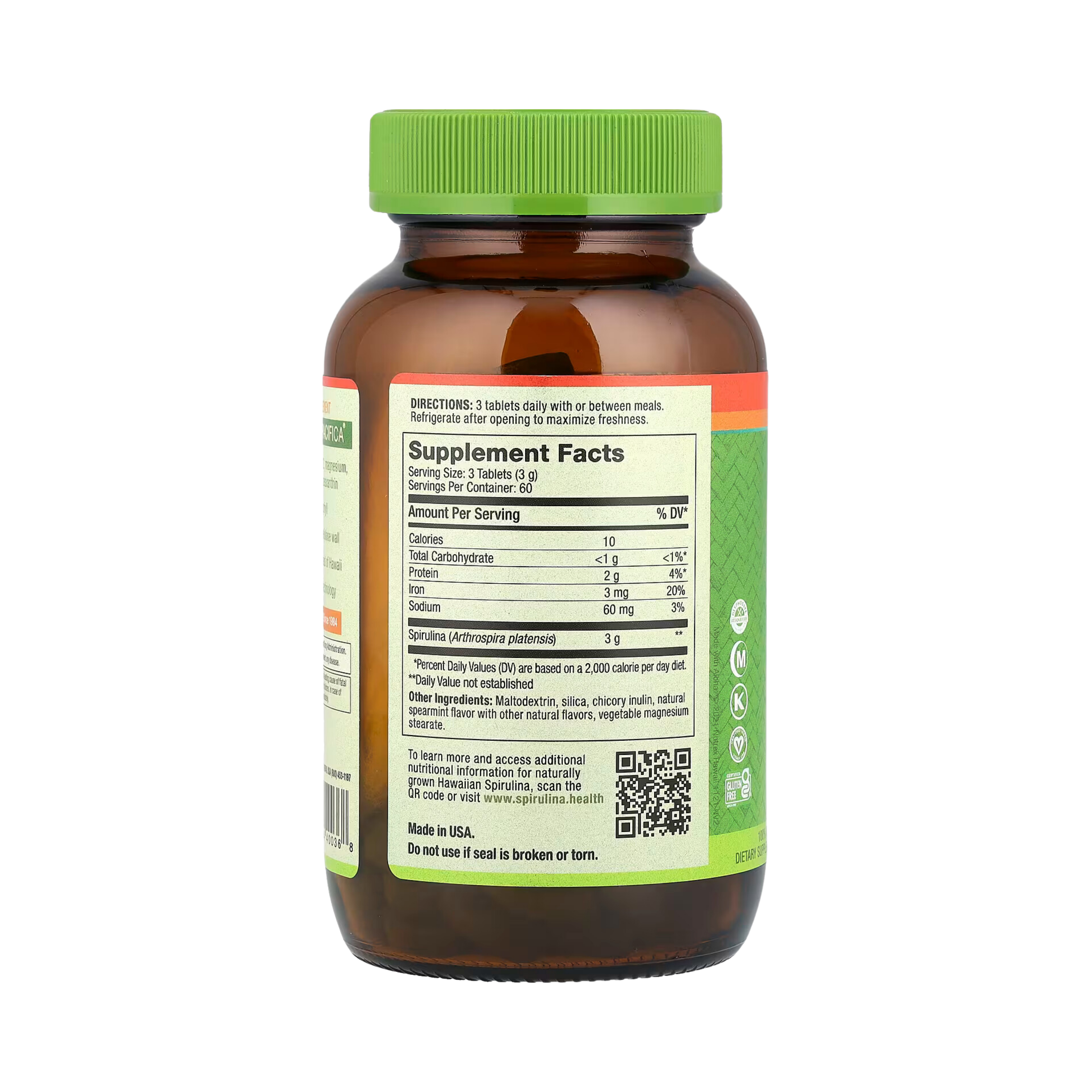 Nutrex Hawaii, Pure Hawaiian Spirulina, Spearmint, 1,000 Mg, 180 Tablets