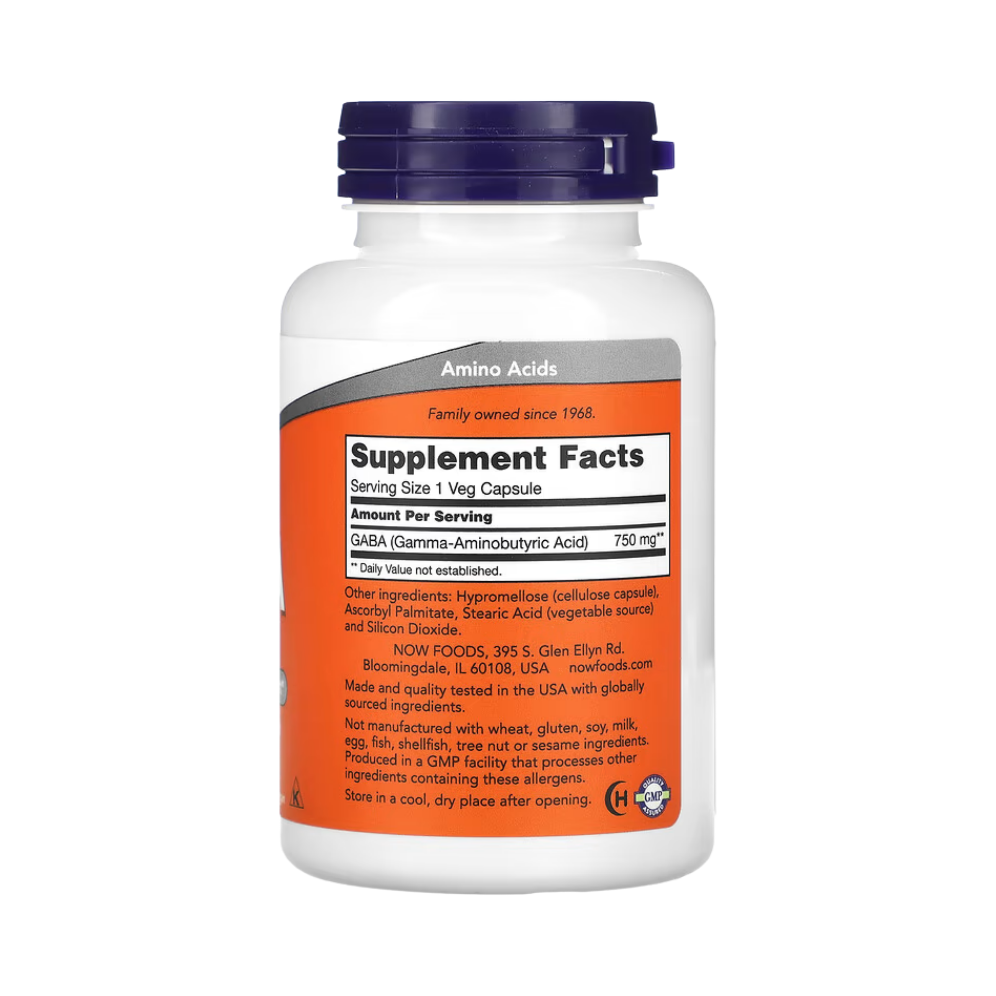 NOW Foods, GABA, 750 mg, 100 Veg Capsules