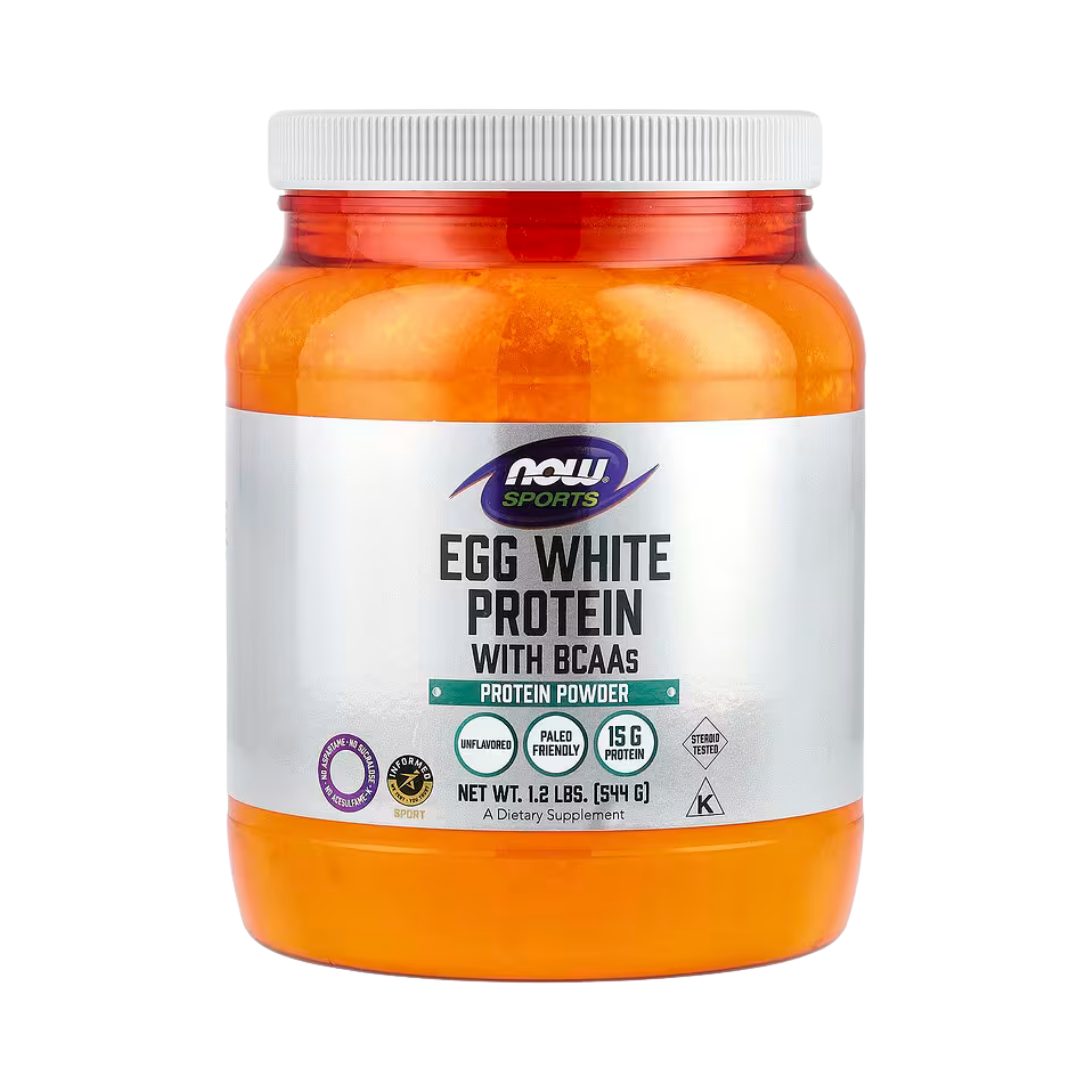 NOW Foods, Sports, Egg White Protein with BCAAs, Protein Powder, Unflavored, 1.2 lbs, 544 g