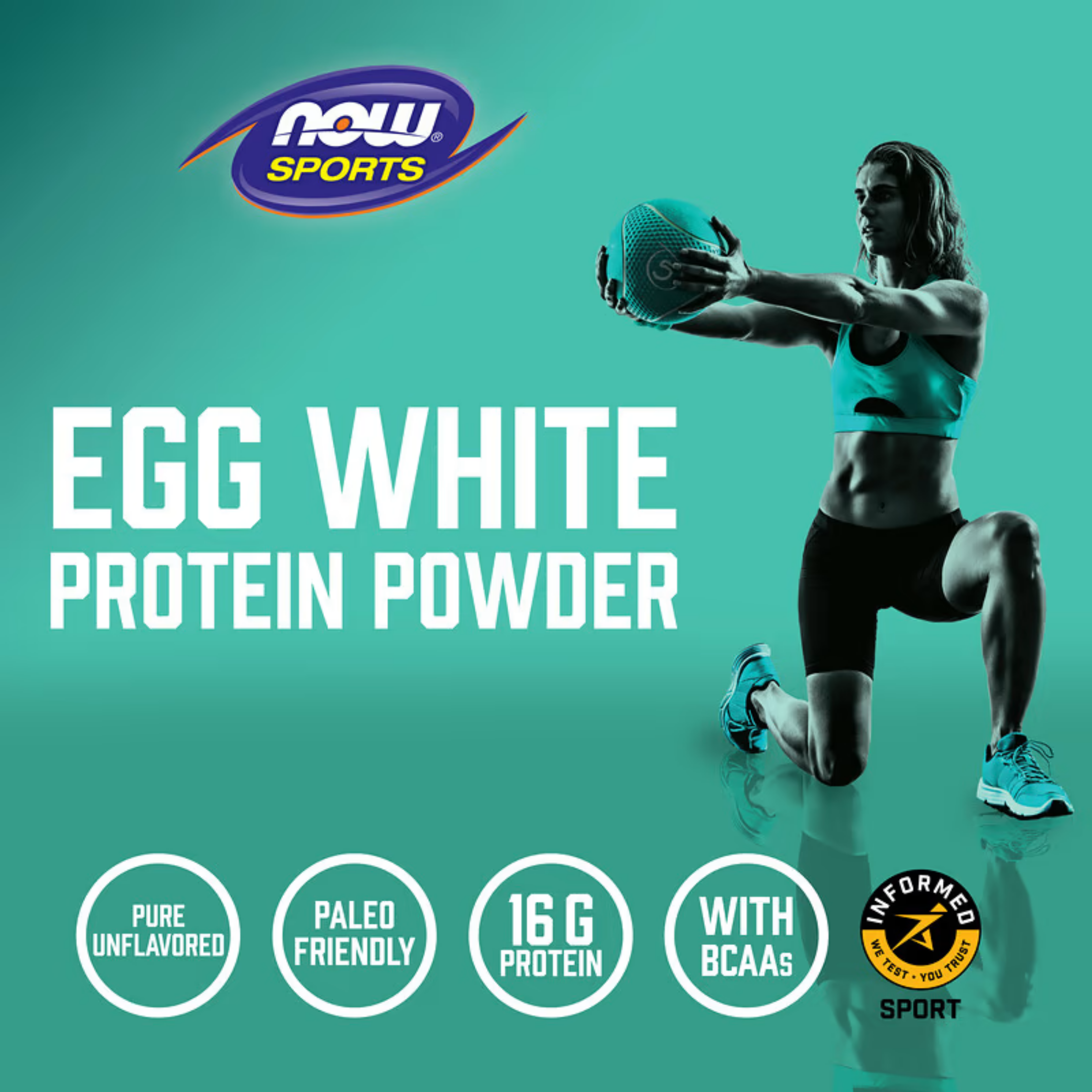 NOW Foods, Sports, Egg White Protein with BCAAs, Protein Powder, Unflavored, 1.2 lbs, 544 g