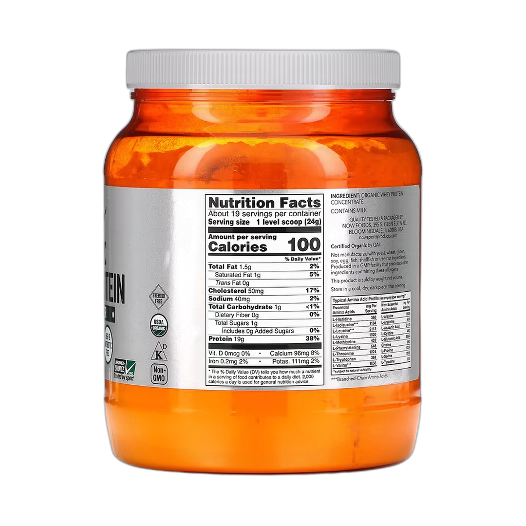 NOW Foods, Sports, Organic Whey Protein, Unflavored, 1 lb, 454 g