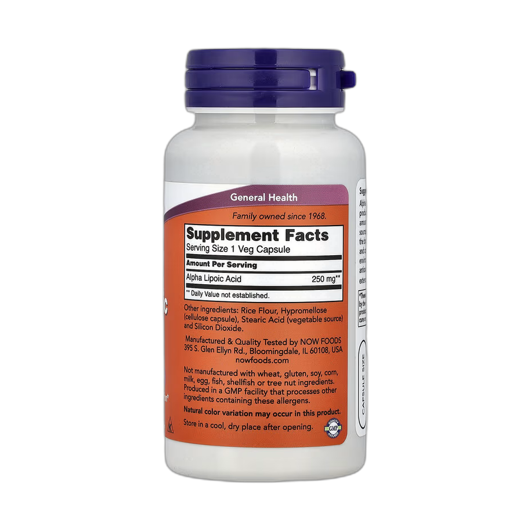 NOW Foods, Alpha Lipoic Acid, 250 mg, 60 Veg Capsules