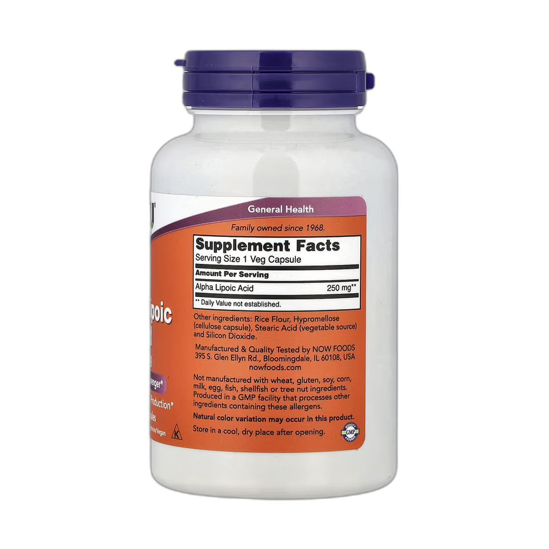 NOW Foods, Alpha Lipoic Acid, 250 mg, 120 Veg Capsules