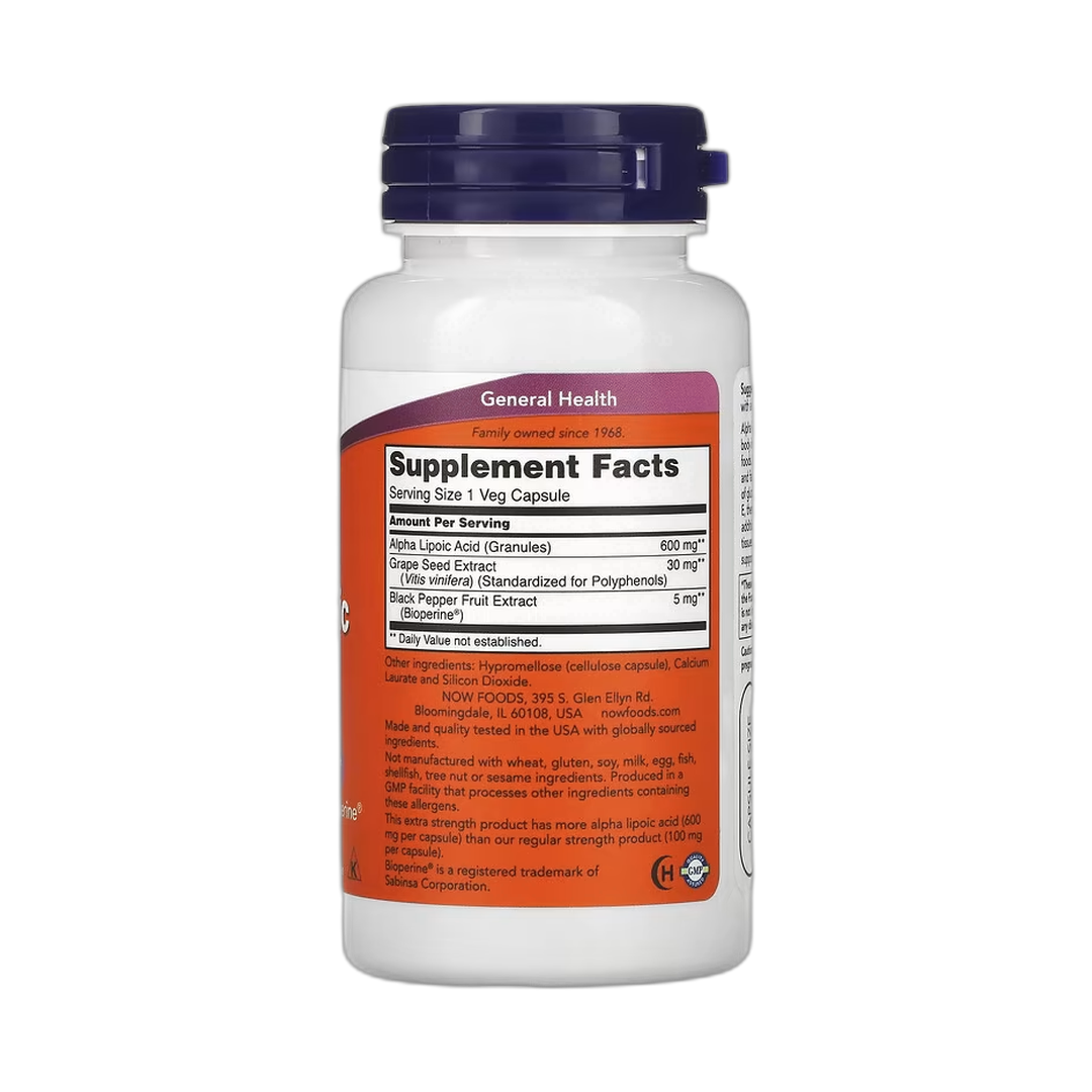 NOW Foods, Alpha Lipoic Acid, 600 mg, 60 Veg Capsules
