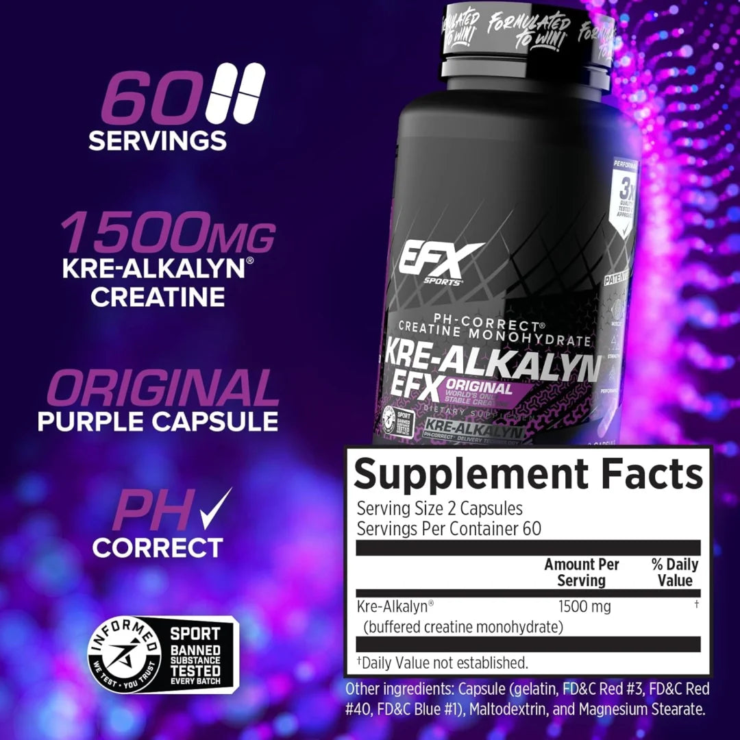 EFX Sports, Kre-Alkalyn® EFX, 120 Capsules (750 mg per Capsule)