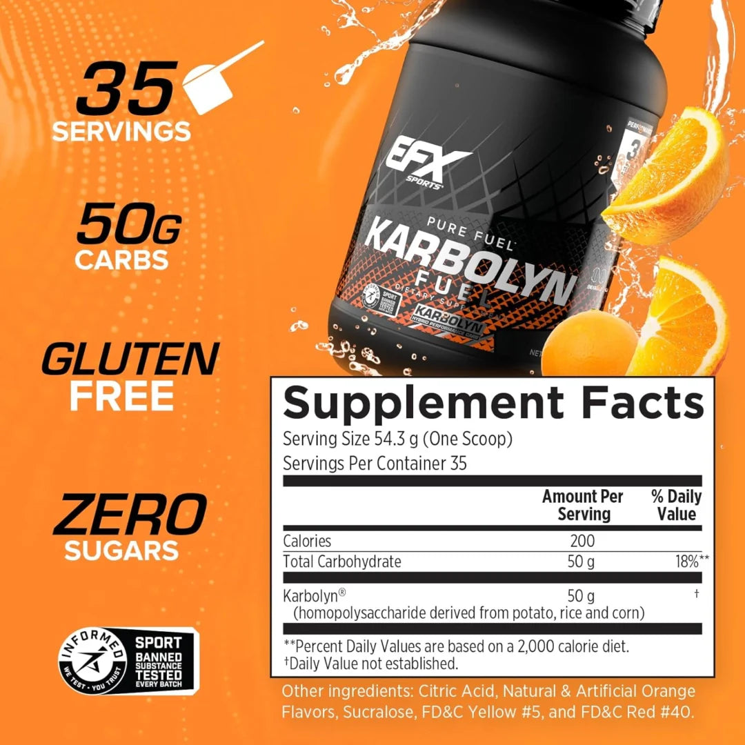 EFX Sports, Karbolyn® Fuel, Orange, 4 lb 4.8 oz (1,950 g)