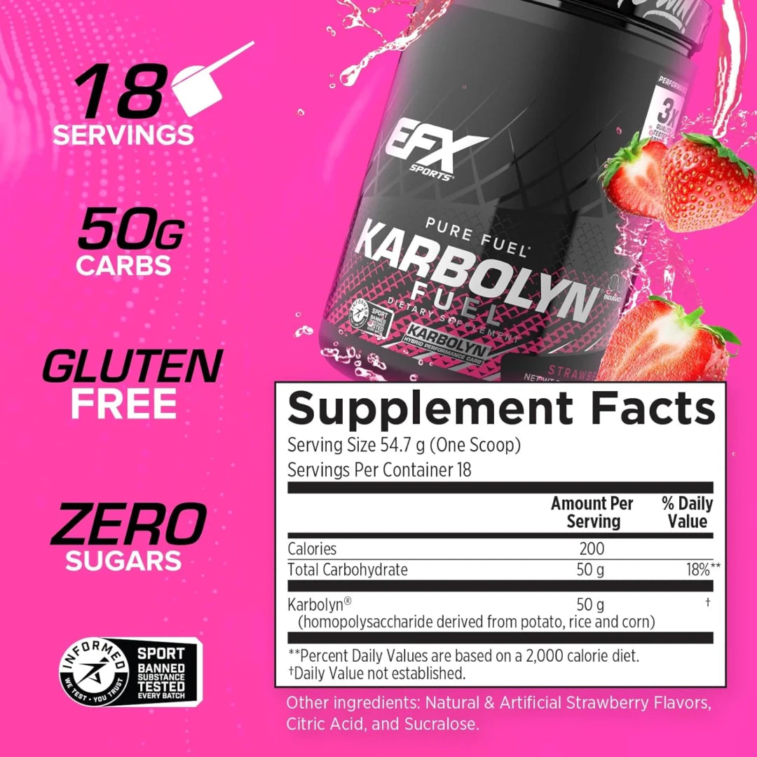 EFX Sports, Karbolyn Fuel, Strawberry, 35.3 oz, 1000 g