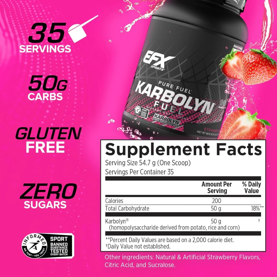 EFX Sports, Karbolyn Fuel, Strawberry, 4 lb 4.8 oz (1,950 g)