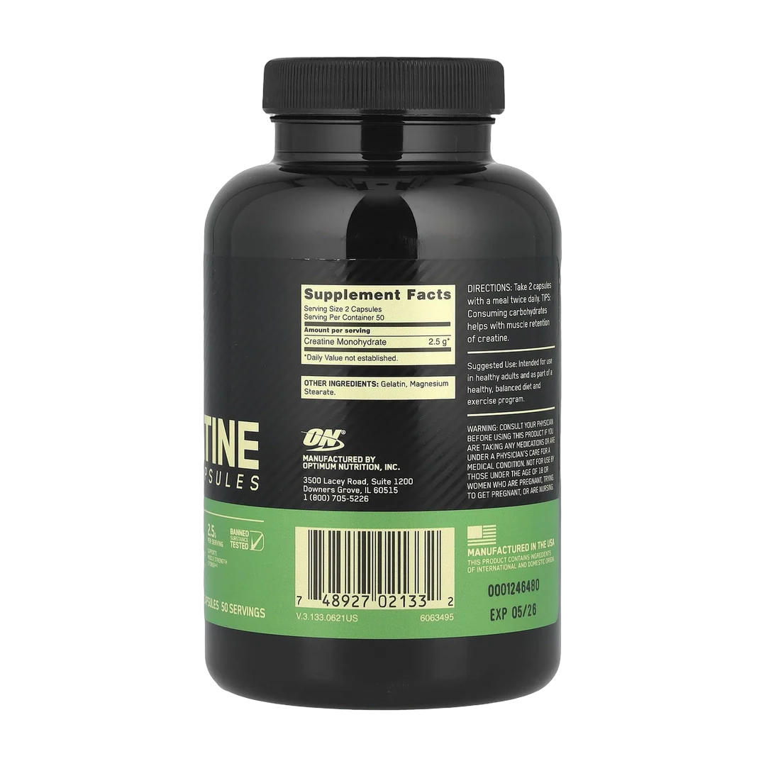 Optimum Nutrition, Micronized Creatine Capsules, 100 Capsules (1.25 g per Capsule )