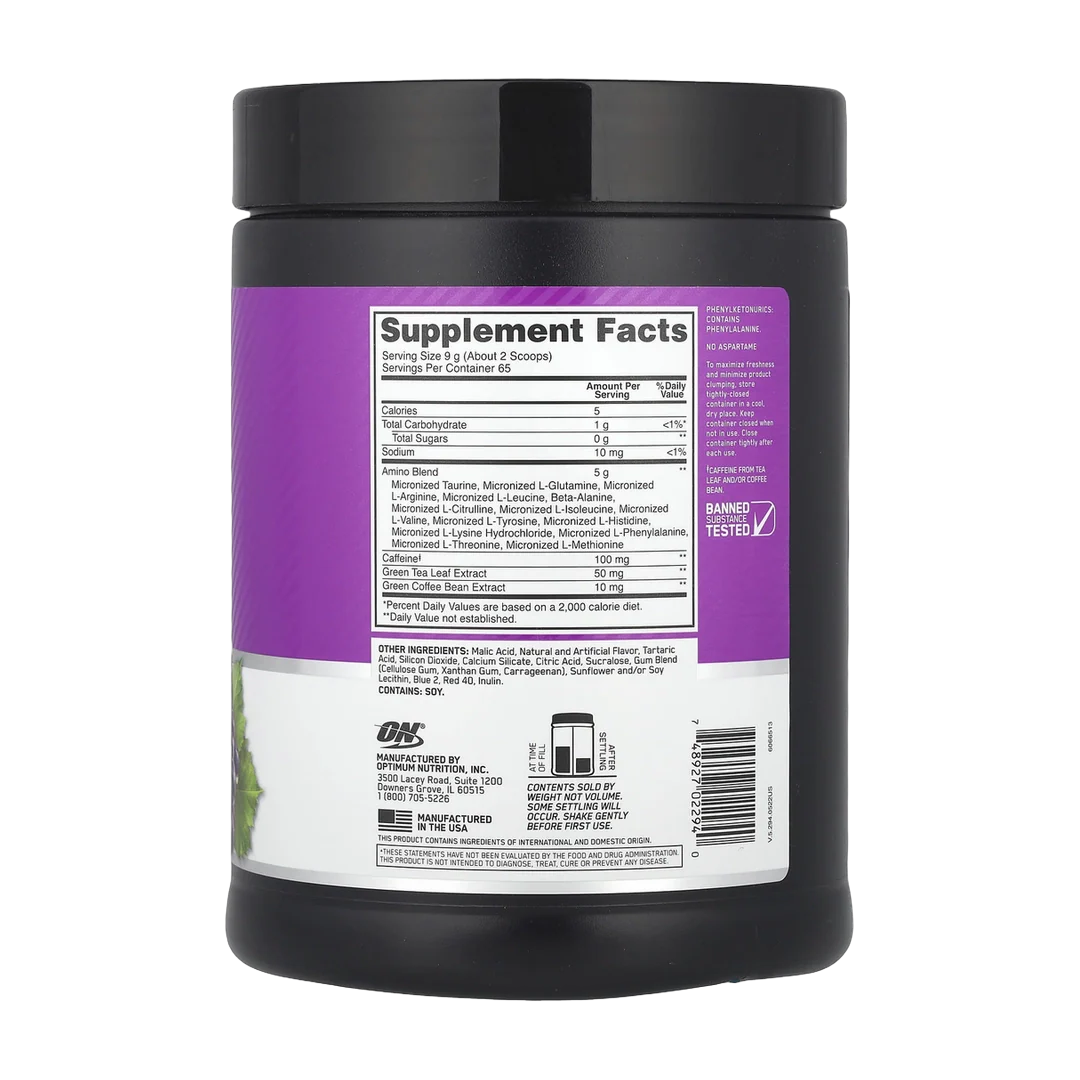 Optimum Nutrition, Essential Amin.O. Energy®, Concord Grape, 1.29 lb (585 g)