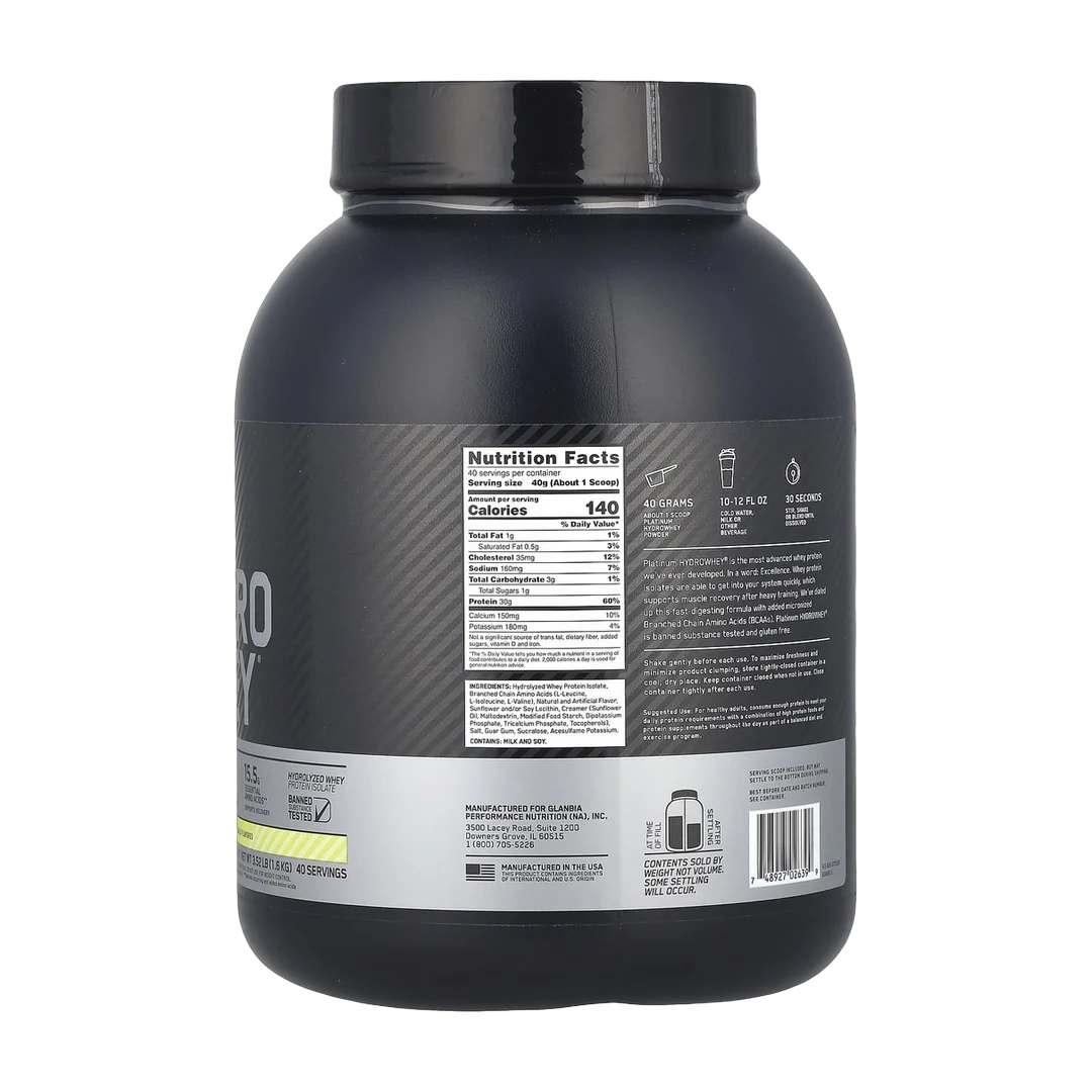 Optimum Nutrition, Platinum Hydro Whey®, Velocity Vanilla, 3.52 lb (1.6 kg)
