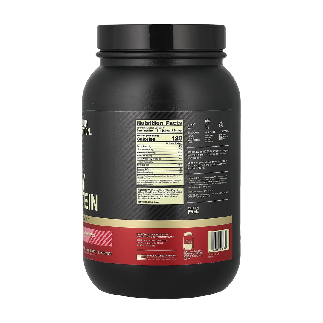 Optimum Nutrition, Gold Standard® 100% Whey, Delicious Strawberry, 2 lb (907 g)