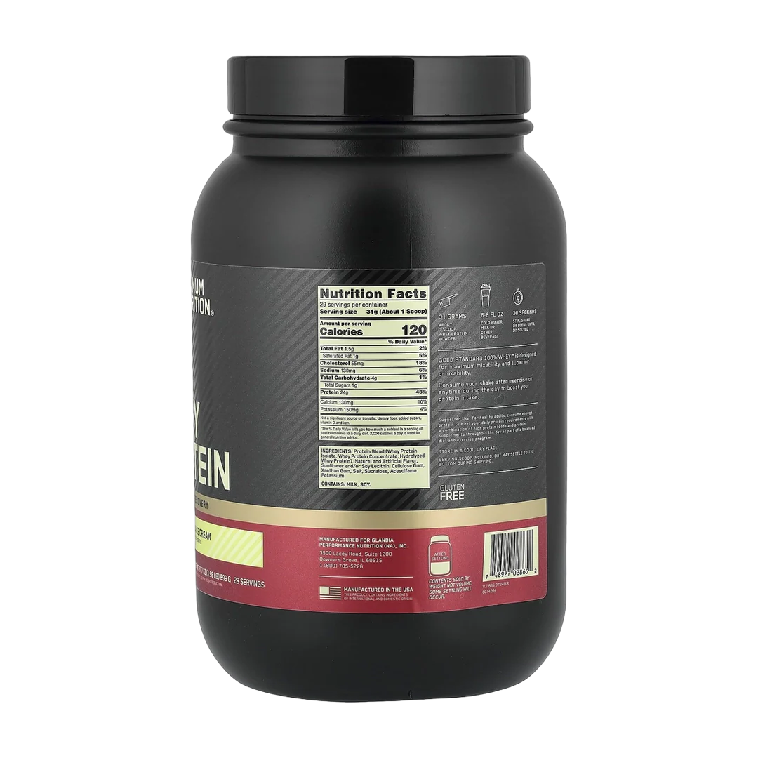 Optimum Nutrition, Gold Standard® 100% Whey, Vanilla Ice Cream, 1.98 lb (899 g)