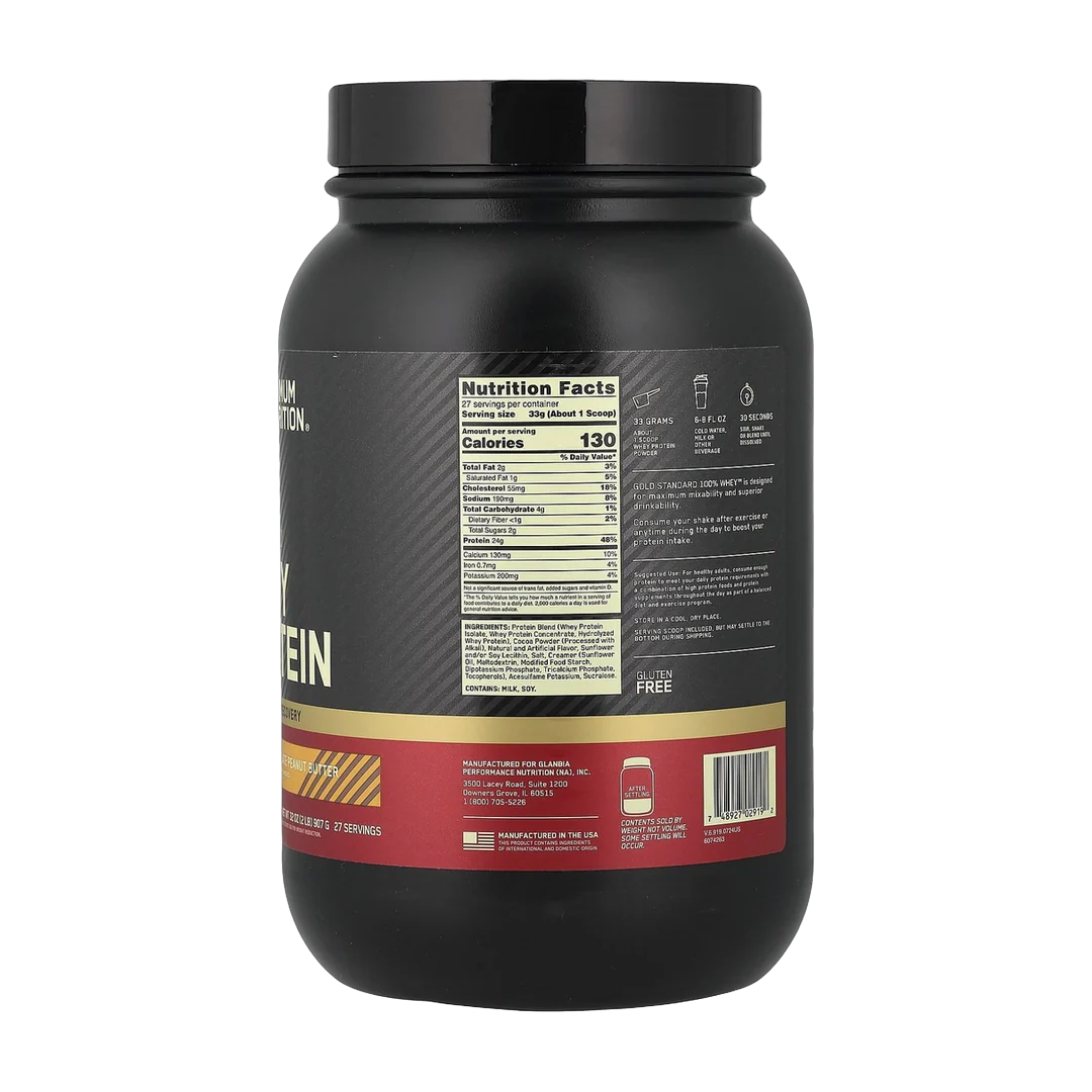 Optimum Nutrition, Gold Standard® 100% Whey, Chocolate Peanut Butter, 2 lb (907 g)
